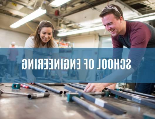 Link to School Of Engineering - Image of two students working on Engineering homework